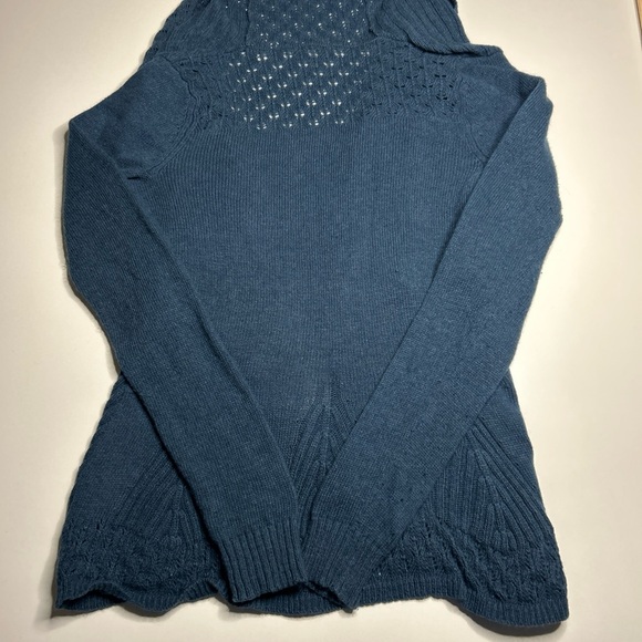 Anthropologie Wrap Sweater Women’s Small Blue Cotton Knitted & Knotted Crochet - Picture 4 of 10
